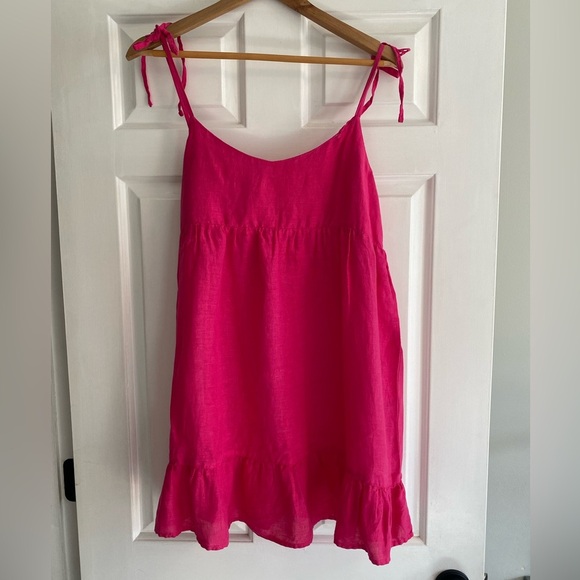Zara Hot Pink Linen Sundress Size M - Picture 1 of 6